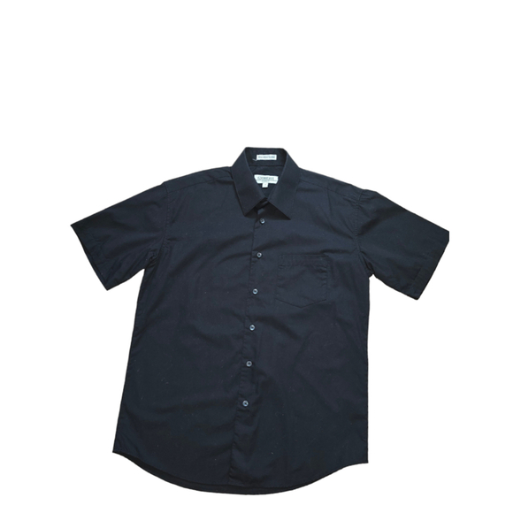 Geoberti Classic Fit Black Short Sleeve Button Down Shirt Size SMALL - Picture 1 of 4